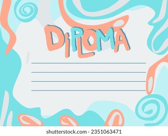 Diploma preschool horizontal banner certificate design empty template back Go to school  background 