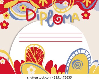 Diploma preschool horizontal banner certificate design empty template back Go to school  background