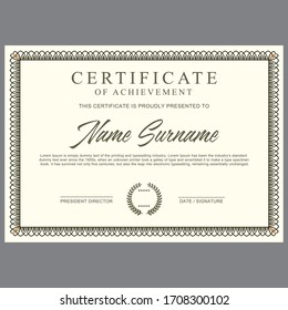 Diploma Professional Award Certificate Design Vector Template