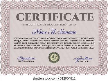 Diploma. With quality background. Cordial design. Detailed.