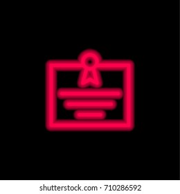 Diploma red glowing neon ui ux icon. Glowing sign logo vector