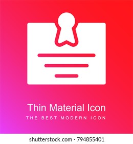 Diploma red and pink gradient material white icon minimal design