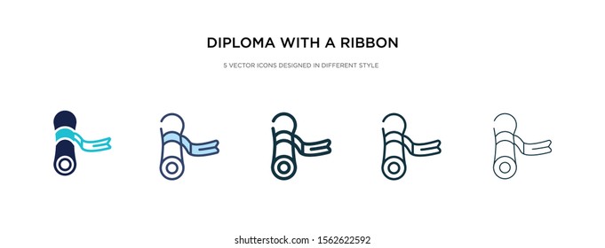 diploma with a ribbon icon in different style vector illustration. two colored and black diploma with a ribbon vector icons designed in filled, outline, line and stroke style can be used for web,