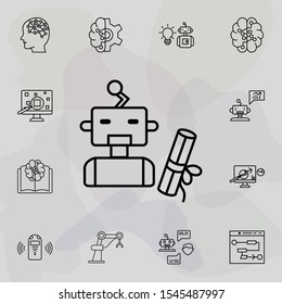 Diploma robot icon. Simple set of artificial intelligence icons. One of the collection for websites, web design, mobile app