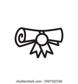 Diploma roll icon in thin line, outline and stroke style.