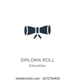 Diploma roll icon vector. Trendy flat diploma roll icon from education collection isolated on white background. Vector illustration can be used for web and mobile graphic design, logo, eps10