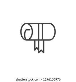 Diploma rolled scroll outline icon. linear style sign for mobile concept and web design. Education simple line vector icon. Symbol, logo illustration. Pixel perfect vector graphics