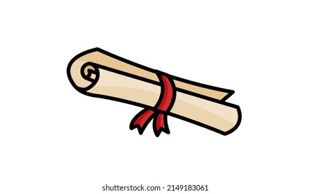 Diploma Rolled Scroll, The Symbol Of Graduation Day, Isolated Vector Element, End Of School
