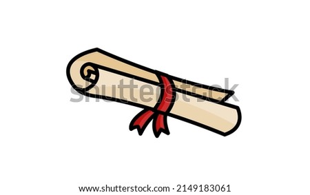diploma rolled scroll, the symbol of graduation day, isolated vector element, end of school