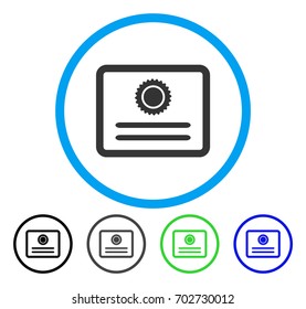 Diploma rounded icon. Vector illustration style is a flat iconic symbol inside a circle, black, grey, blue, green versions. Designed for web and software interfaces.