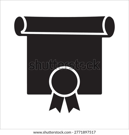 Diploma Scroll and Certificate with Seal Icon - Academic Achievement and Graduation Concept Vector Illustration
