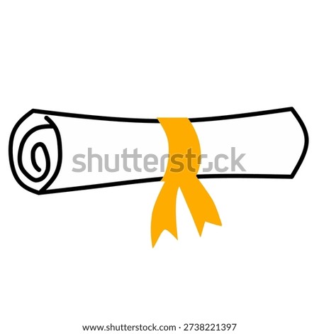 Diploma scroll in flat line style for graduation theme. Great for certificate design use.