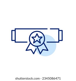Diploma in a scroll. Graduation degree. Pixel perfect icon