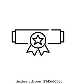 Diploma in a scroll. Graduation degree. Pixel perfect, editable stroke