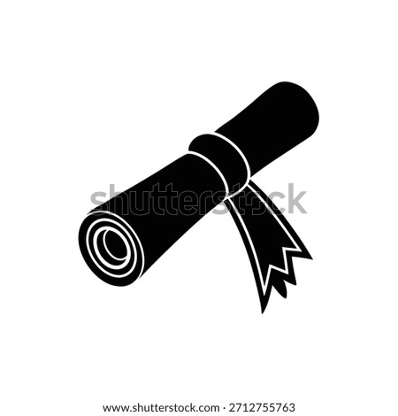 Diploma Scroll Icon Graduation Certificate Ribbon Silhouette