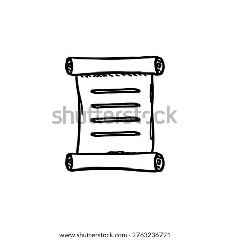 Diploma scroll icon logo design. Graduation certificate sign and symbol. Hand drawn diploma icon. Educational achievement document isolated on white background.