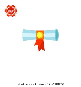 Diploma Scroll with Red Ribbon Icon