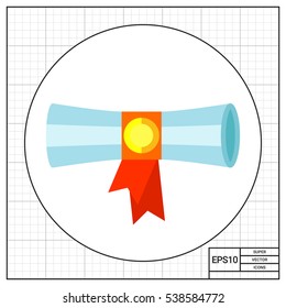 Diploma Scroll with Red Ribbon Icon