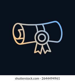Diploma scroll tied with ribbon symbol. Icon symbol illustration