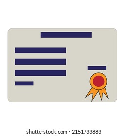 A diploma with seal - educational illustration , vector , icon 
