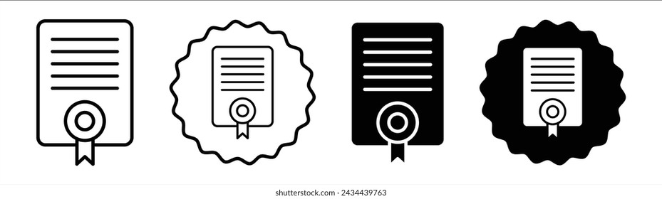 Diploma set in black and white color. Diploma simple flat icon vector