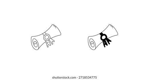 Icono de conjunto de diploma con Vector de fondo blanco