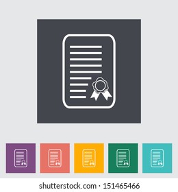 Diploma. Single flat icon. Vector illustration.