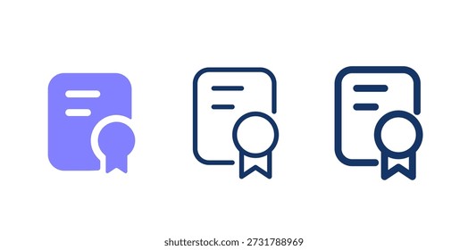 Diplom solides Vektorsymbol. Symbol für Zertifikatszeile.  