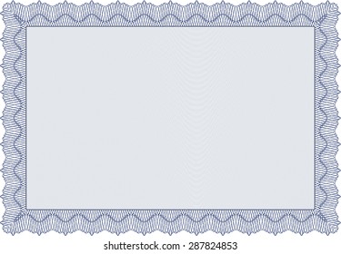 Diploma. Sophisticated design. With great quality guilloche pattern. Vector certificate template.