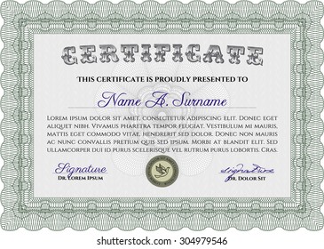 Diploma. Diseño superior. Con fondo lineal. Patrón vectorial que se utiliza en moneda y diplomas.