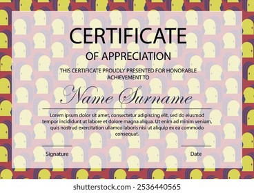 Diploma template with abstract elements. Certificate of appreciation school sheet