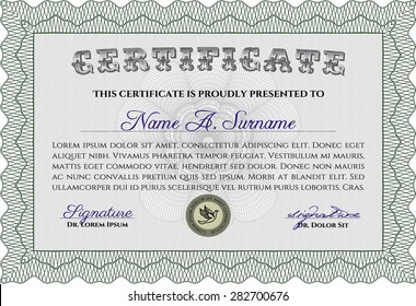 Diploma template. With background. Artistry design. Customizable, Easy to edit and change colors.