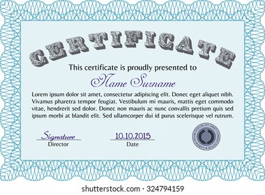 Diploma template. With background. Artistry design. Customizable, Easy to edit and change colors.