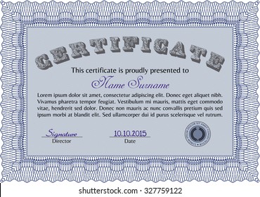 Diploma template. With background. Artistry design. Customizable, Easy to edit and change colors.