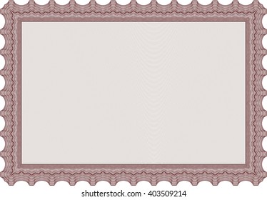 Diploma template. With background. Border, frame. Excellent design. Red color.