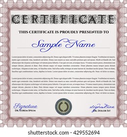 Diploma template. With background. Border, frame. Excellent design. Red color.