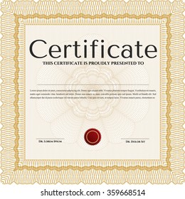 Diploma template. With background. Elegant design. Diploma of completion.