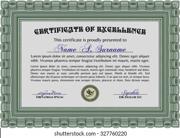 Diploma template. With background. Retro design. Vector certificate template.