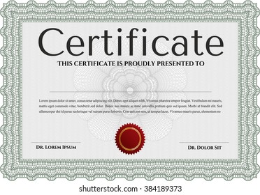 Diploma template or certificate template. Artistry design. Vector pattern that is used in money and certificate. With quality background. Green color.