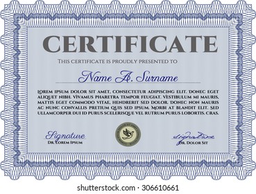 Plantilla de diploma o plantilla de certificado. Con fondo. Diseño complejo. Patrón vectorial que se utiliza en moneda y diplomas.