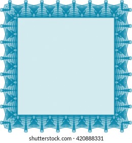 Diploma template or certificate template. Beauty design. With quality background. Vector pattern that is used in money and certificate. Light blue color.