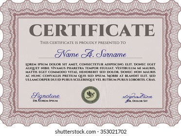 Diploma template or certificate template. Border, frame.Good design. Printer friendly. 