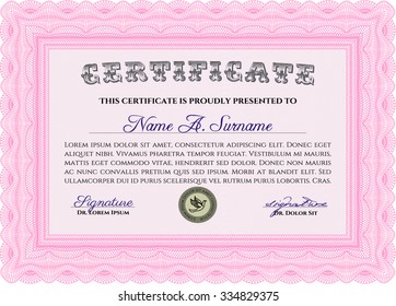 Diploma template or certificate template. Complex background. Frame certificate template Vector.Superior design. 