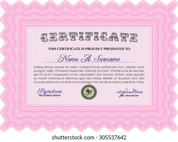 Diploma template or certificate template. With complex linear background. Nice design. Vector pattern that is used in money and certificate.