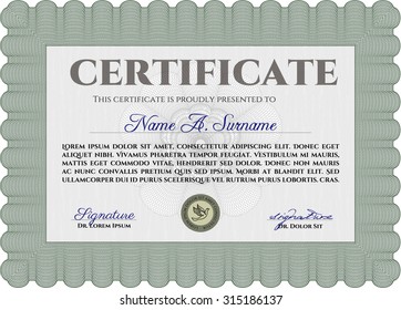 Plantilla de diploma o plantilla de certificado. Con un fondo lineal complejo. Buen diseño. Patrón vectorial que se utiliza en dinero y certificado.
