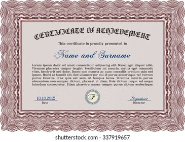 Diploma template or certificate template. Elegant design. Vector certificate template.Printer friendly. 