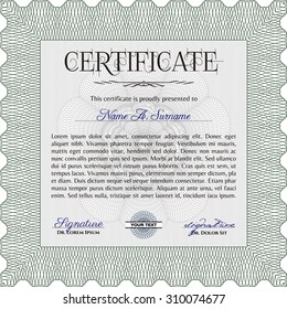 Diploma template or certificate template. Excellent design. With guilloche pattern. Border, frame.