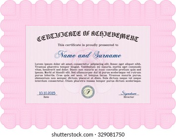 Diploma template or certificate template. With guilloche pattern and background. Money style.Good design. 