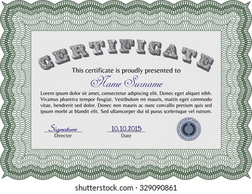 Diploma template or certificate template. With guilloche pattern. Complex design. Customizable, Easy to edit and change colors.