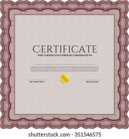 Diploma template or certificate template. With guilloche pattern and background. Frame certificate template Vector.Good design. 